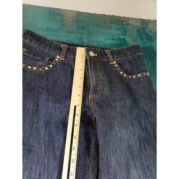 Chicos Jeans 0 US Size 4 Womens Blue Rhinestone Trim Stretch Mid Rise Bootcut - Picture 6 of 11